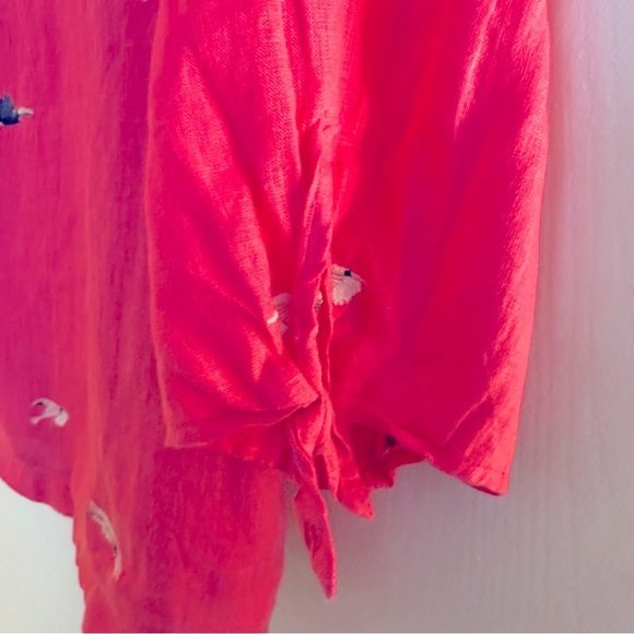 Charter Club Luxury Women's 100% Linen Flight Pattern Blouse in magenta XL - Picture 7 of 9